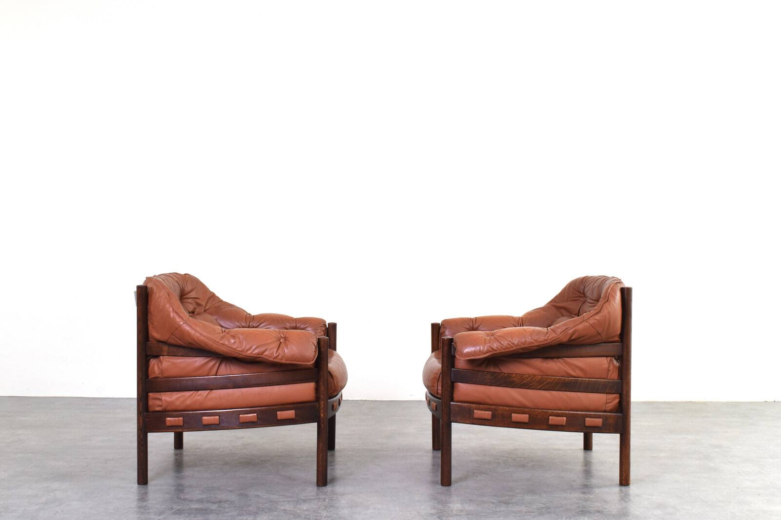 Mid-Century Oak & Leather Armchairs by Arne Norell for Coja, 1960s, Set 4