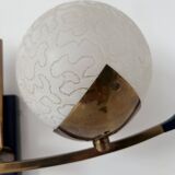 Vintage brass and opaline wall lamp, Arlus, France 1960s