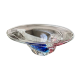 Vintage decorative glass  Bowl, blue accents, made in Italy