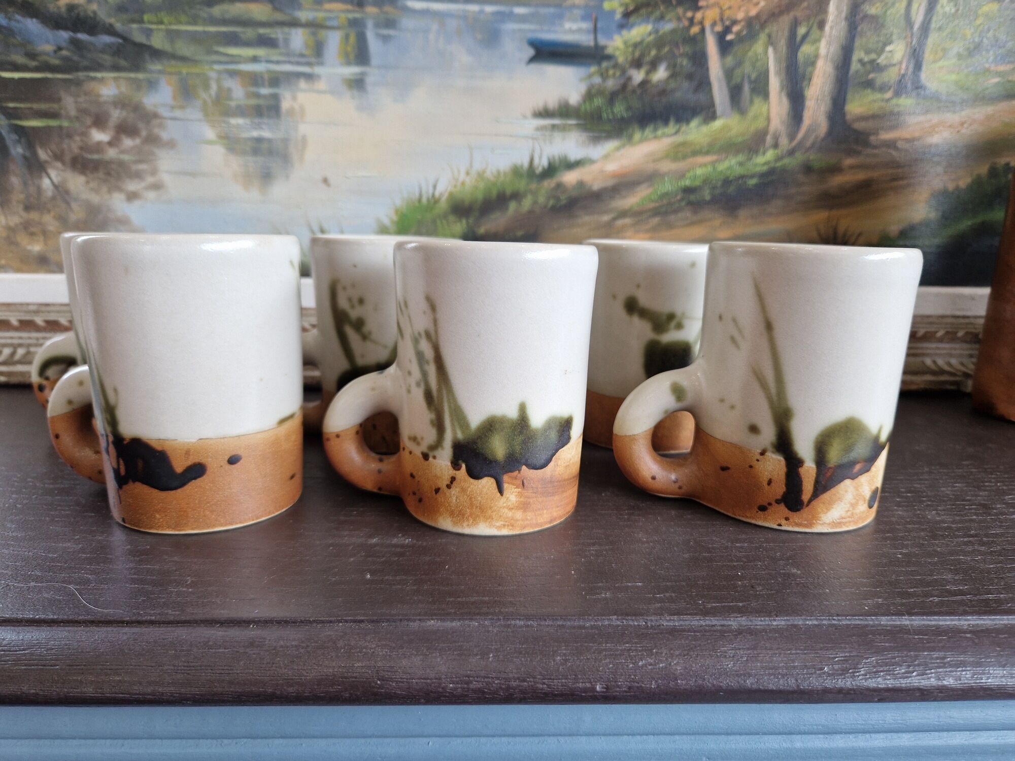 Set of 6 mugs in stoneware workshop of the dove 50s
