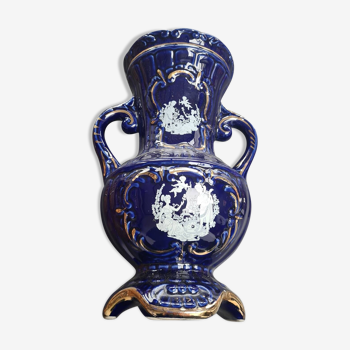 Vase bleu ancien en porcelaine italienne