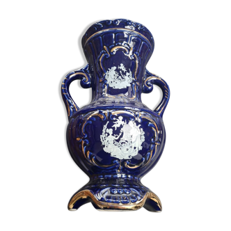 Antique blue vase in Italian porcelain