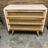 Vintage rattan chest of drawers