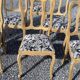 Set of 6 Louis XV style reupholstered chairs – Sandblasted raw wood & t