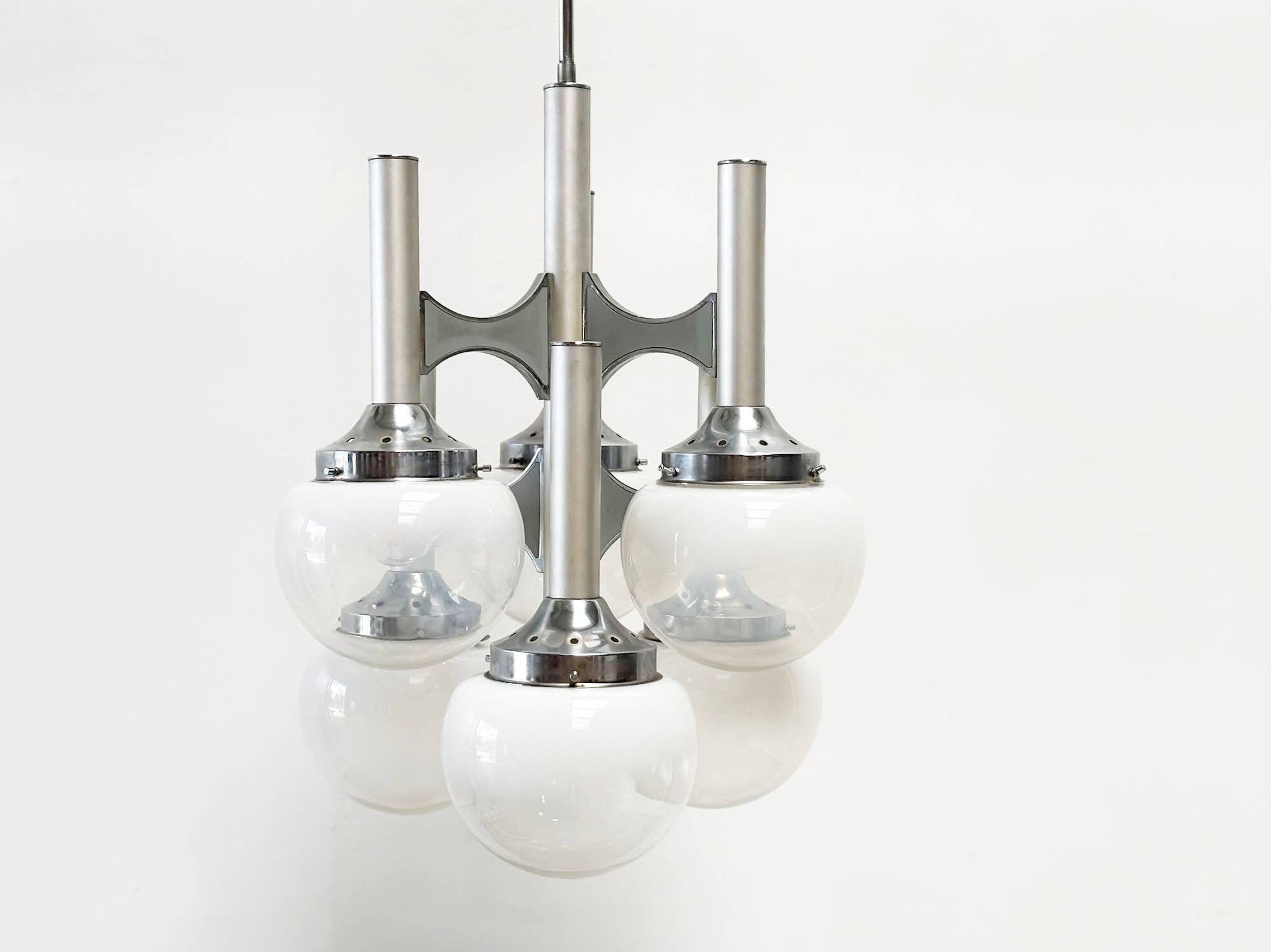 Sciolari chrome "Trumpet" chandelier