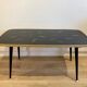 Black glass coffee table wooden legs 60s