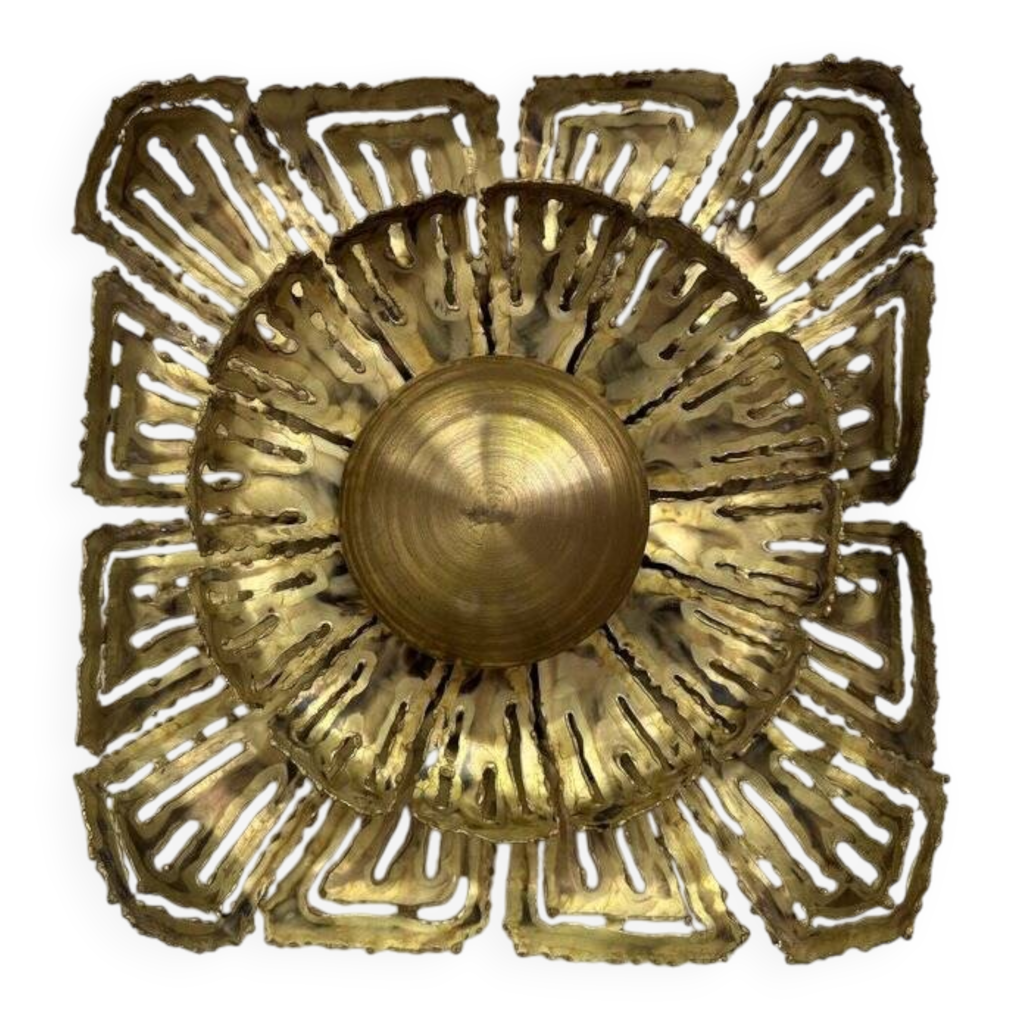 Brass sun wall sconce by Svend Aage Sørensen, Denmark, 1960s, brutalist