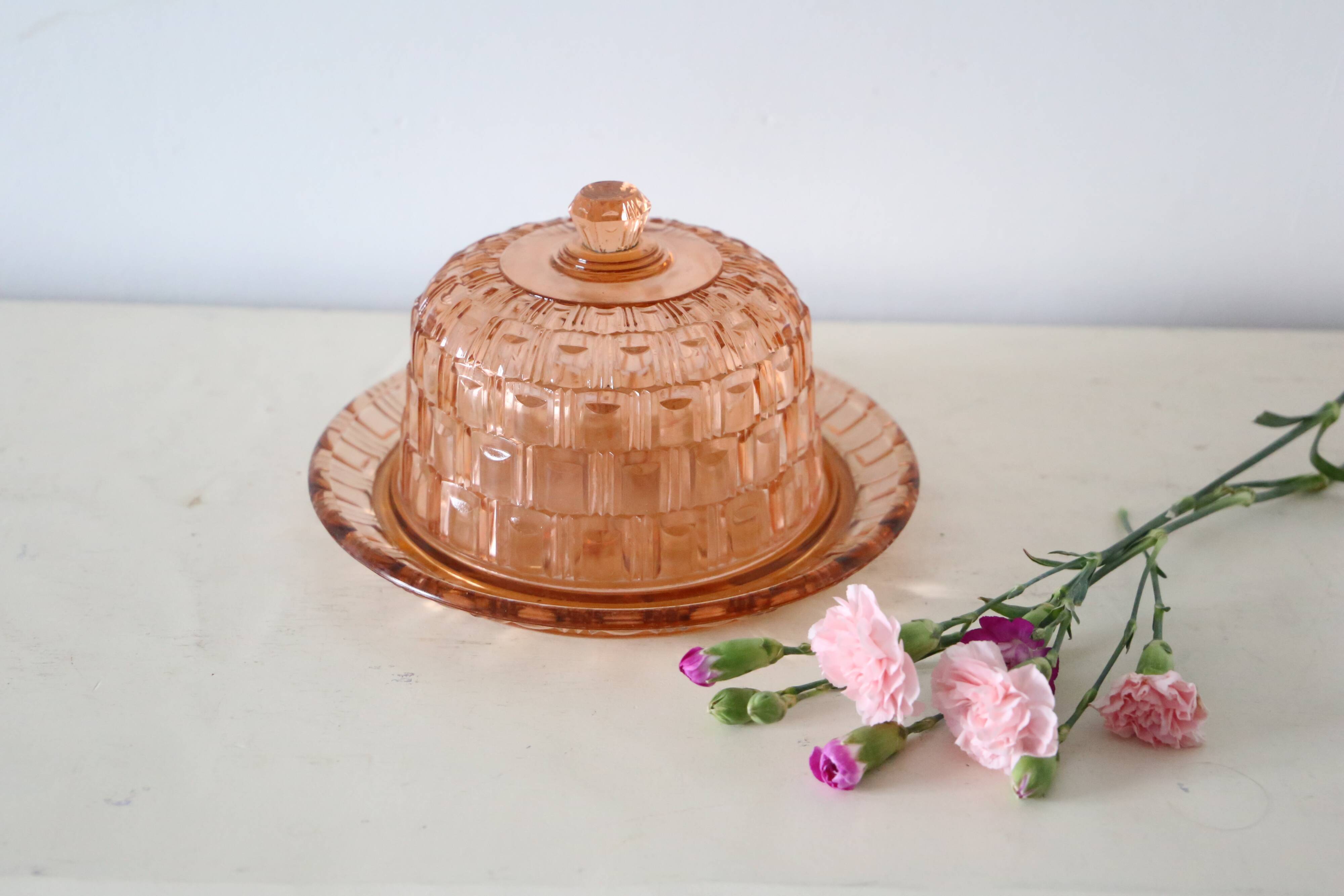 Bell and top in pink glass, vintage