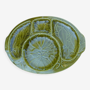 Artichoke dish or presentation dish in green Gien earthenware slip