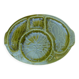 Plat à artichaut ou de présentation en barbotine faïence de Gien de couleur verte
