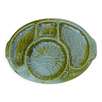Artichoke dish or presentation dish in green Gien earthenware slip
