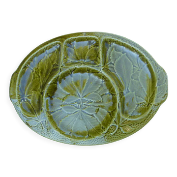 Artichoke dish or presentation dish in green Gien earthenware slip