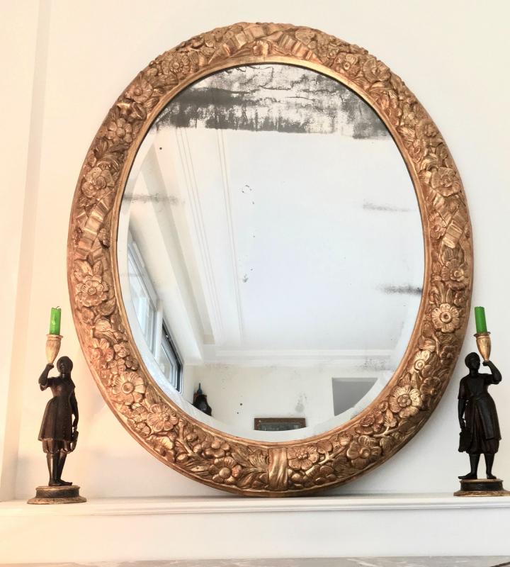 Oval mirror in gilded wood 125 cms French 18th century work