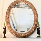 Oval mirror in gilded wood 125 cms French 18th century work