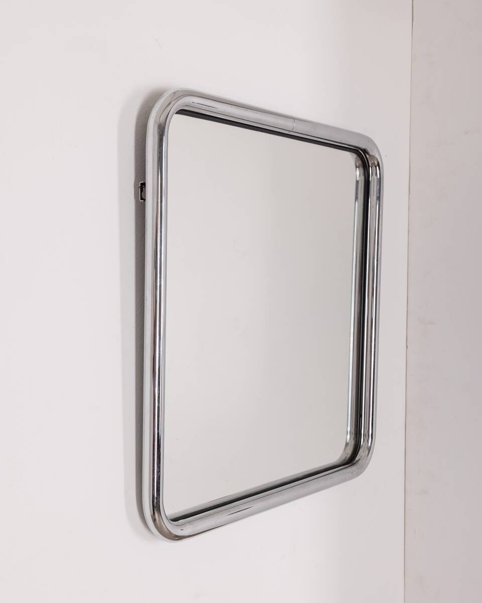 Vintage 60's wall mirror in chrome metal italian design