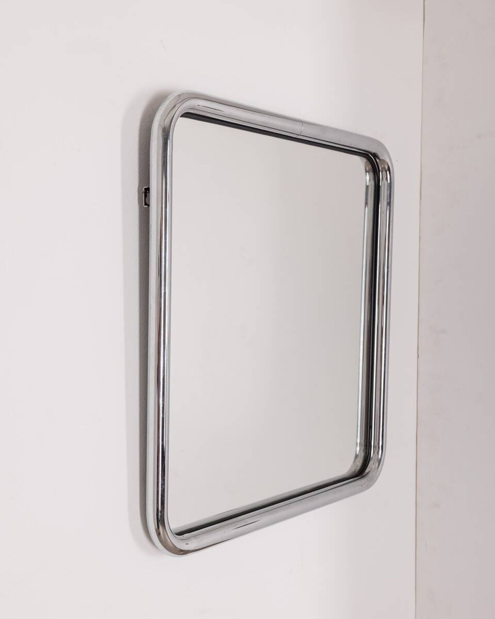 Vintage 60's wall mirror in chrome metal italian design