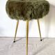 Pelfran khaki moumoute stool, 1960s