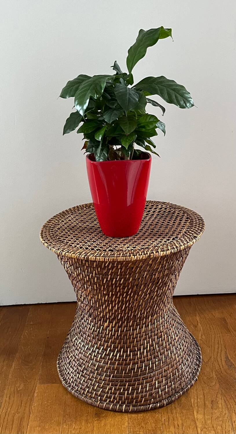 Rattan and cane side table