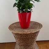 Rattan and cane side table