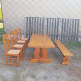 Monastery table with 4 chairs and 1 bench