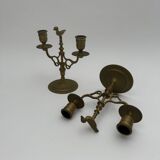 Paire de chandeliers 2 feux en bronze, XIXe