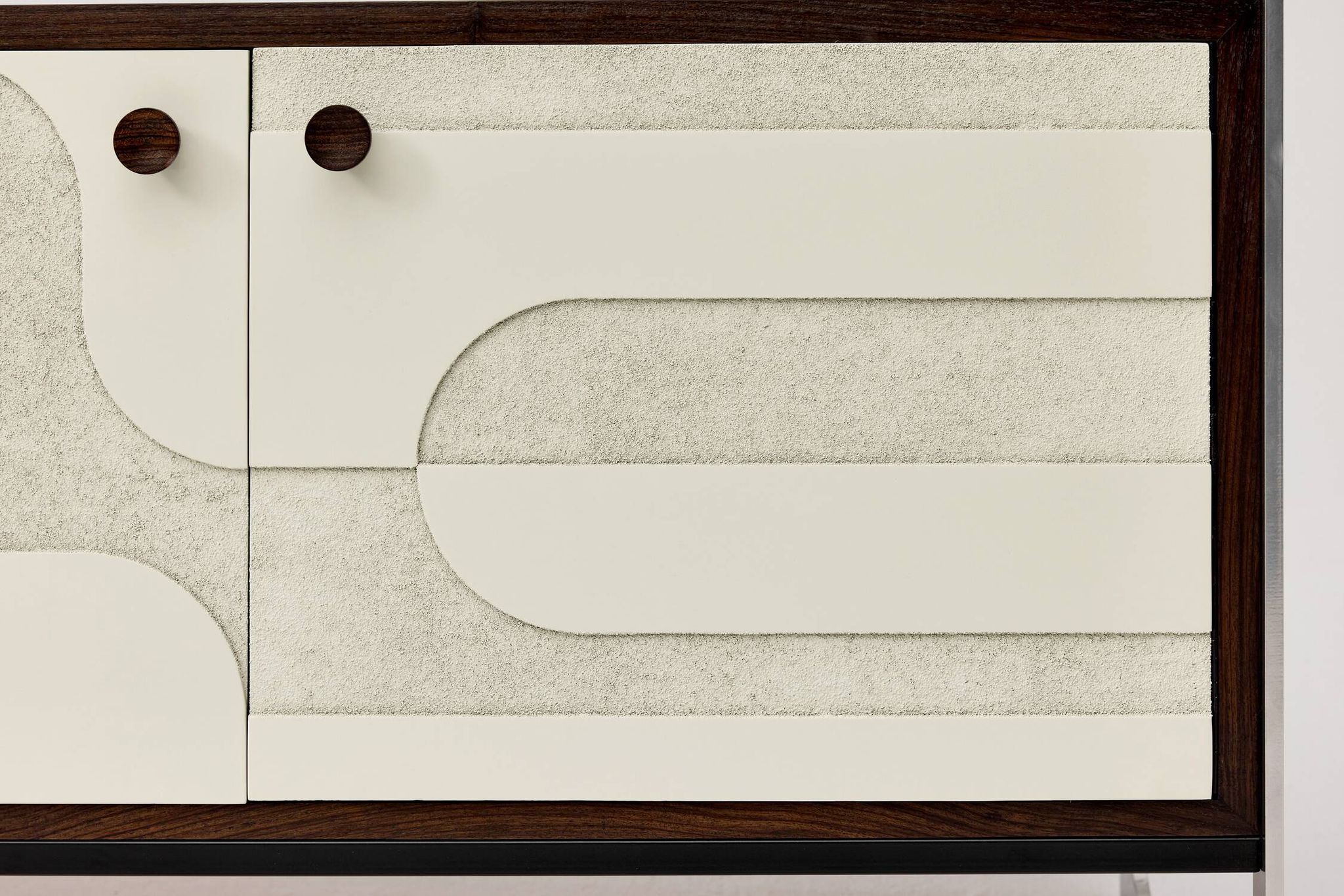 Vintage sideboard with handmade relief surface, metal, Germany, 1960s