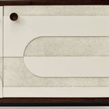 Vintage sideboard with handmade relief surface, metal, Germany, 1960s