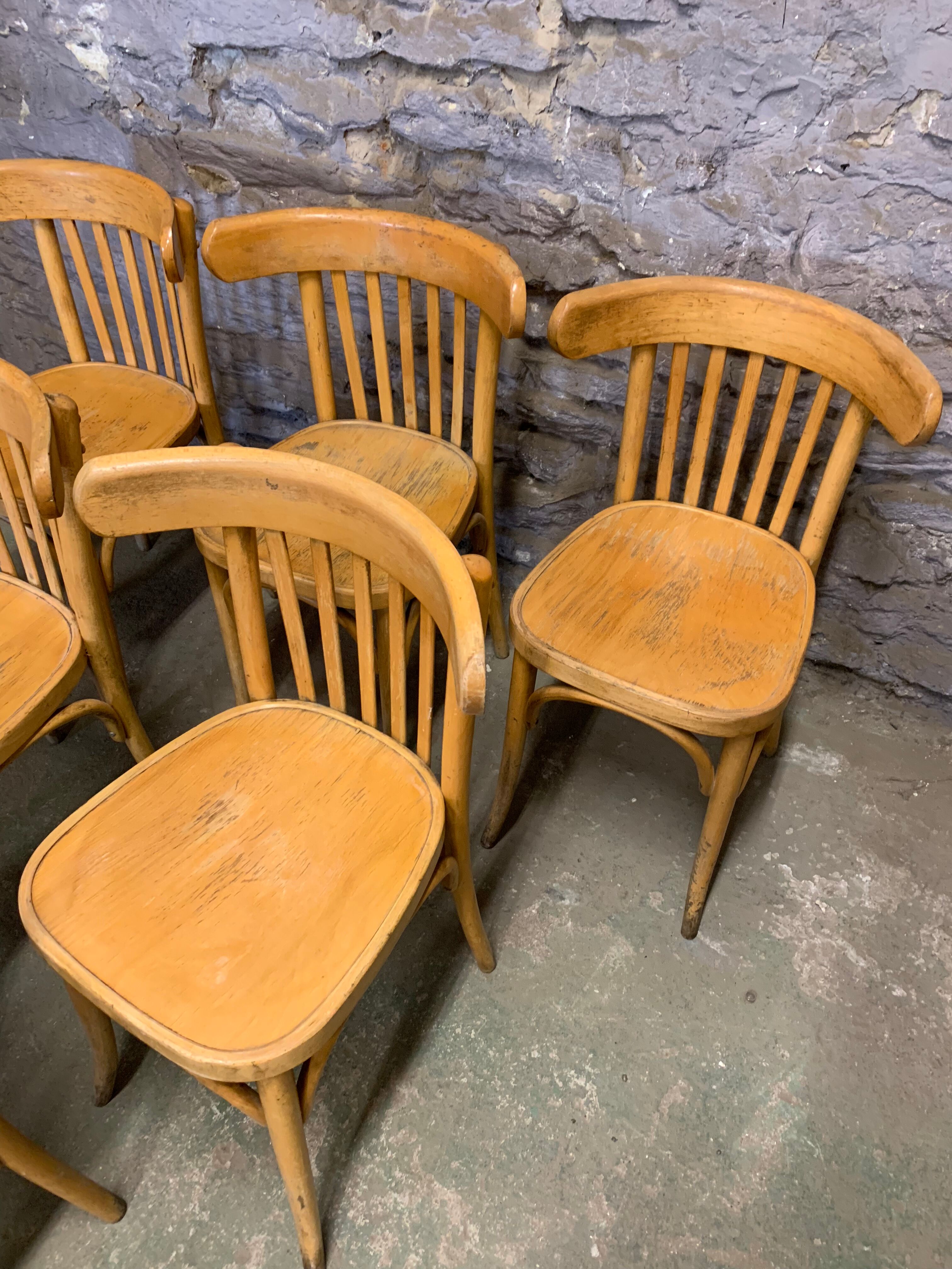 Suite of 6 old bistro chairs from the 1960