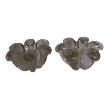 Bougeoirs fleur en verre ou cristal