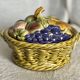 Candy dish (or sugar bowl) barbotine old fruit basket