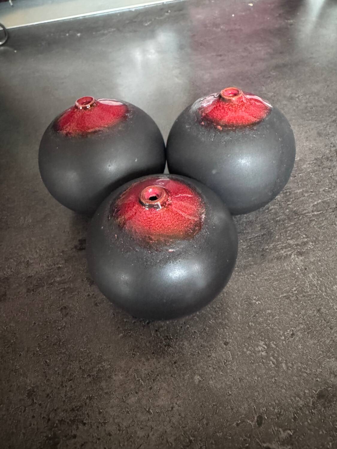 3 spherical soliflore vases by Antonio Lampecco