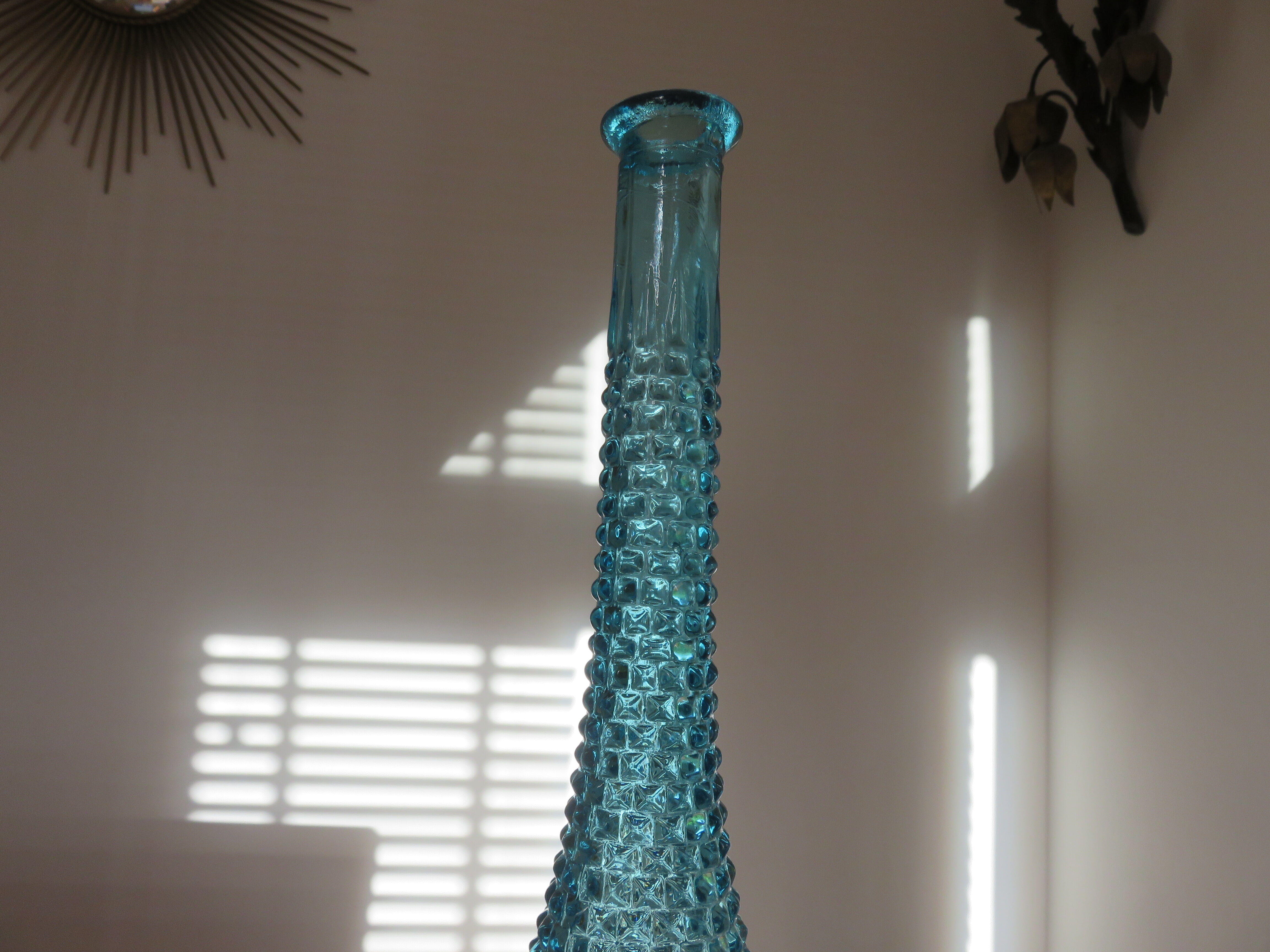 Bottle decanter Empoli Italy diamond tip glass 60 years 70