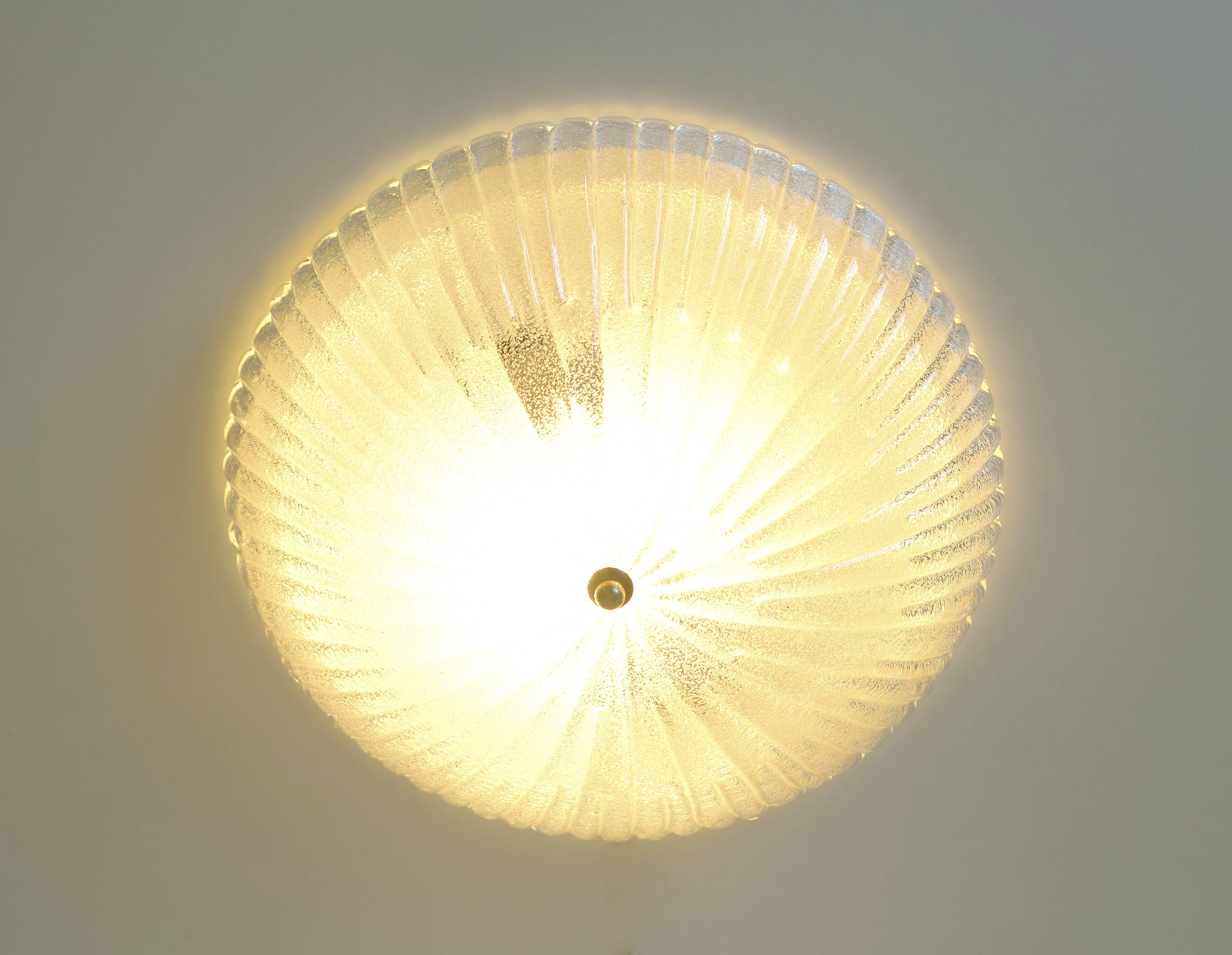 Vintage wall sconce flush mount ceiling light ice glass light fixture 1980s