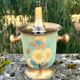 Cloisonne Brass champagne bucket with sunflower relief decoration