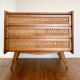 Vintage wooden and rattan chest of drawers