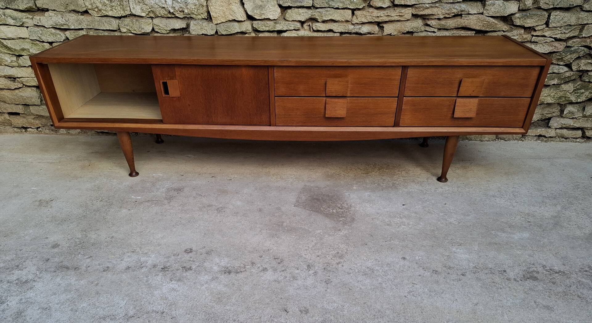 Low teak sideboard 200cm