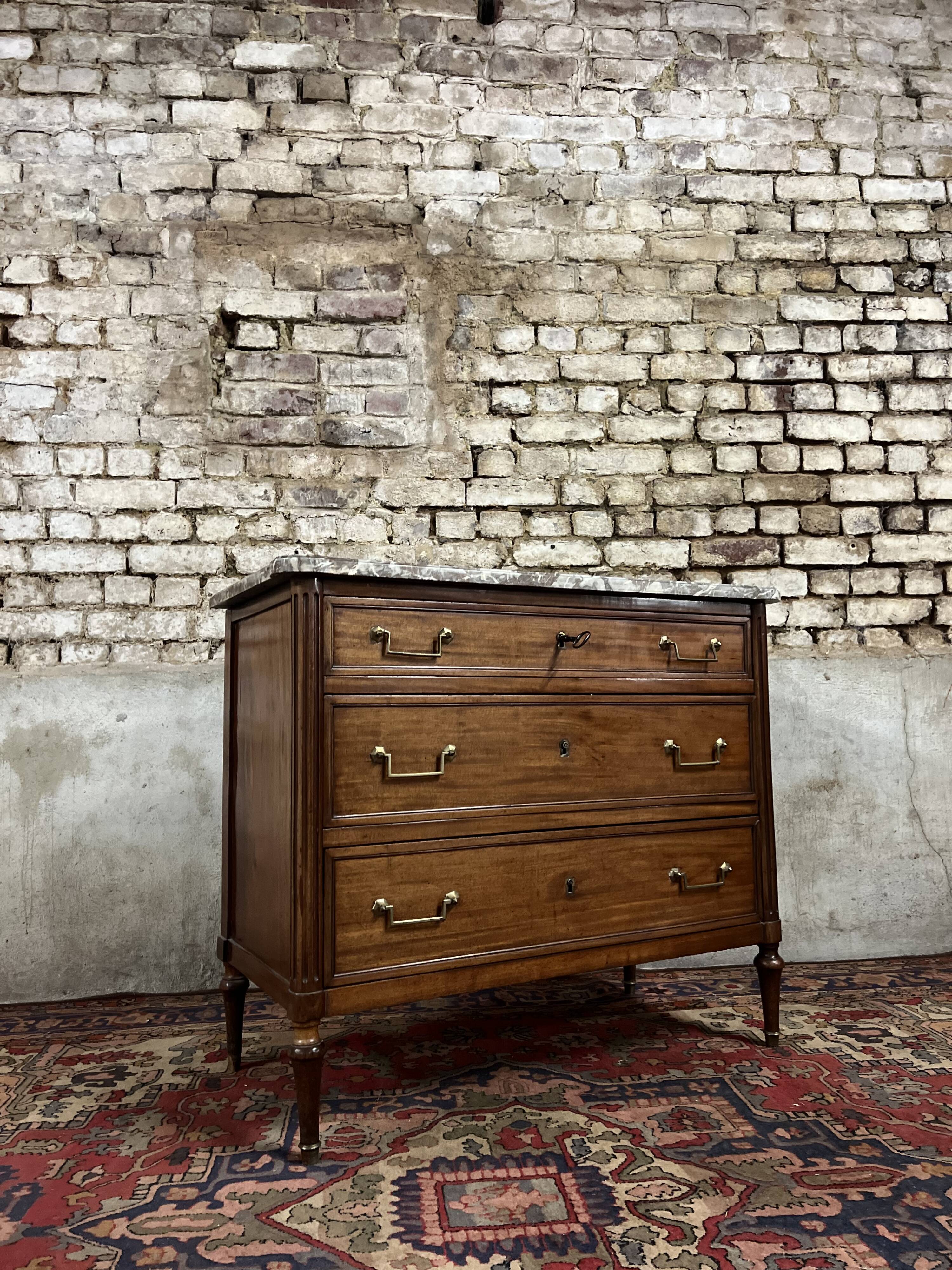 Mahogany Commode From Louis XVI XVIII Eme Century