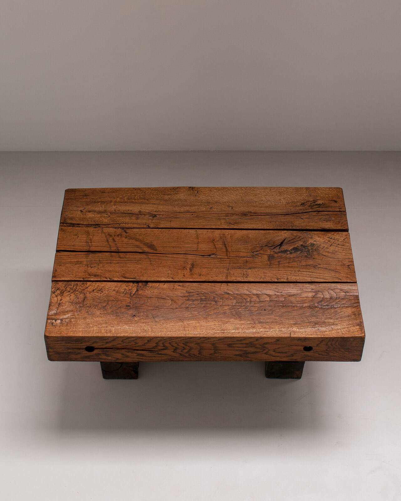 Solid Oak Wabi Sabi Coffee Table, France, 1950s