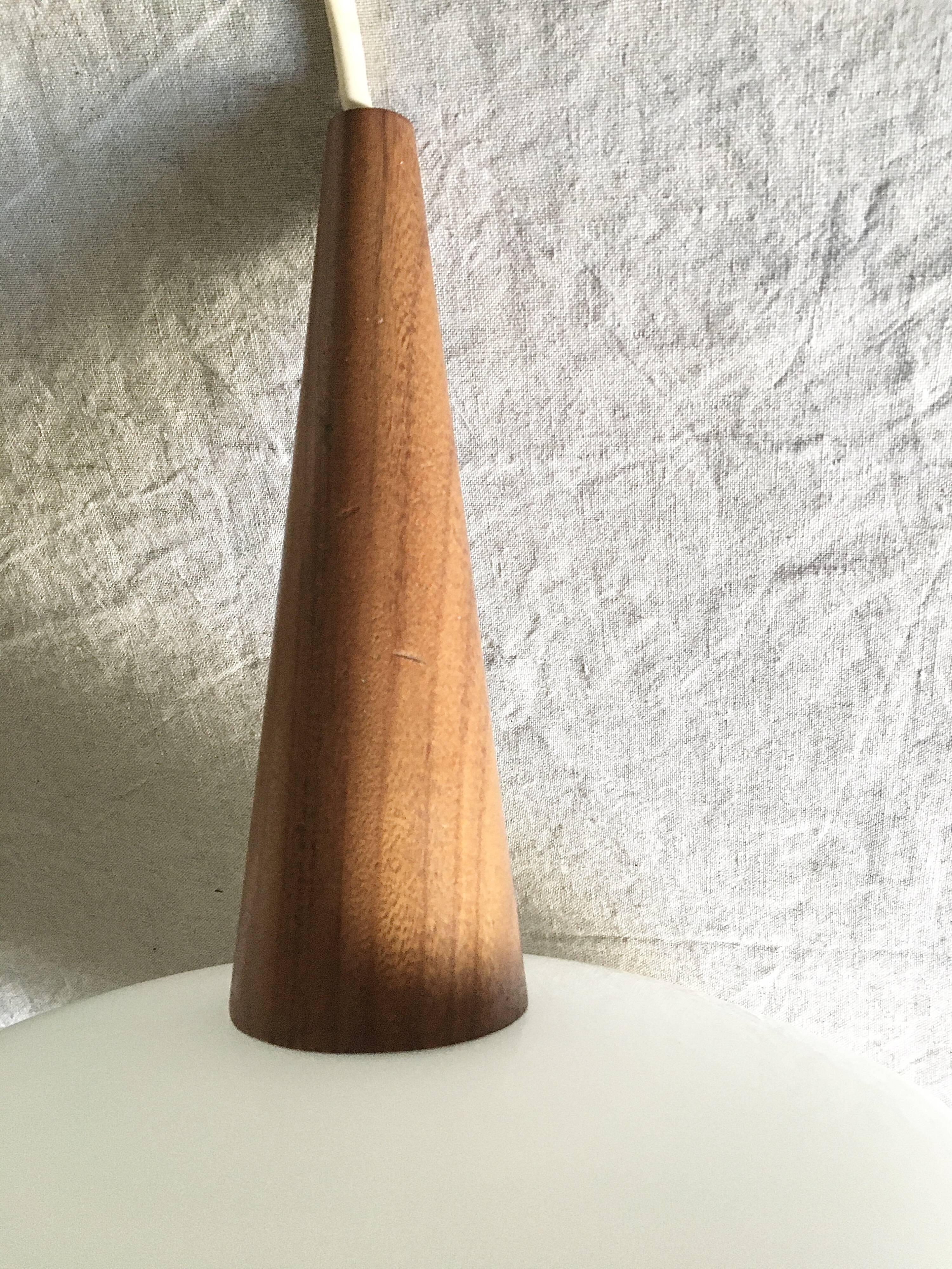 Suspension in opaline glass and teak by Louis Kalff for Philips