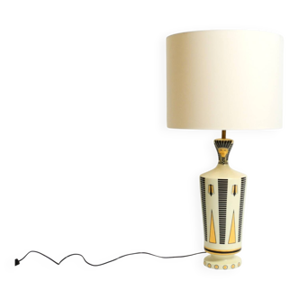 Large ceramic table lamp with Egyptian motifs by Nicolas Blandin, Paris