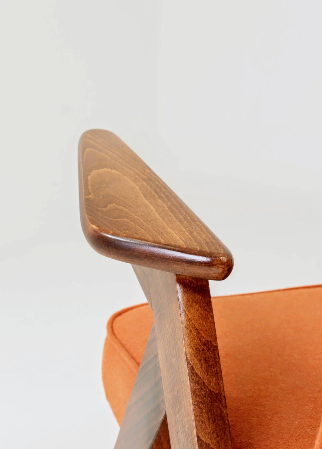 Scandinavian orange papaya wool armchair 1960