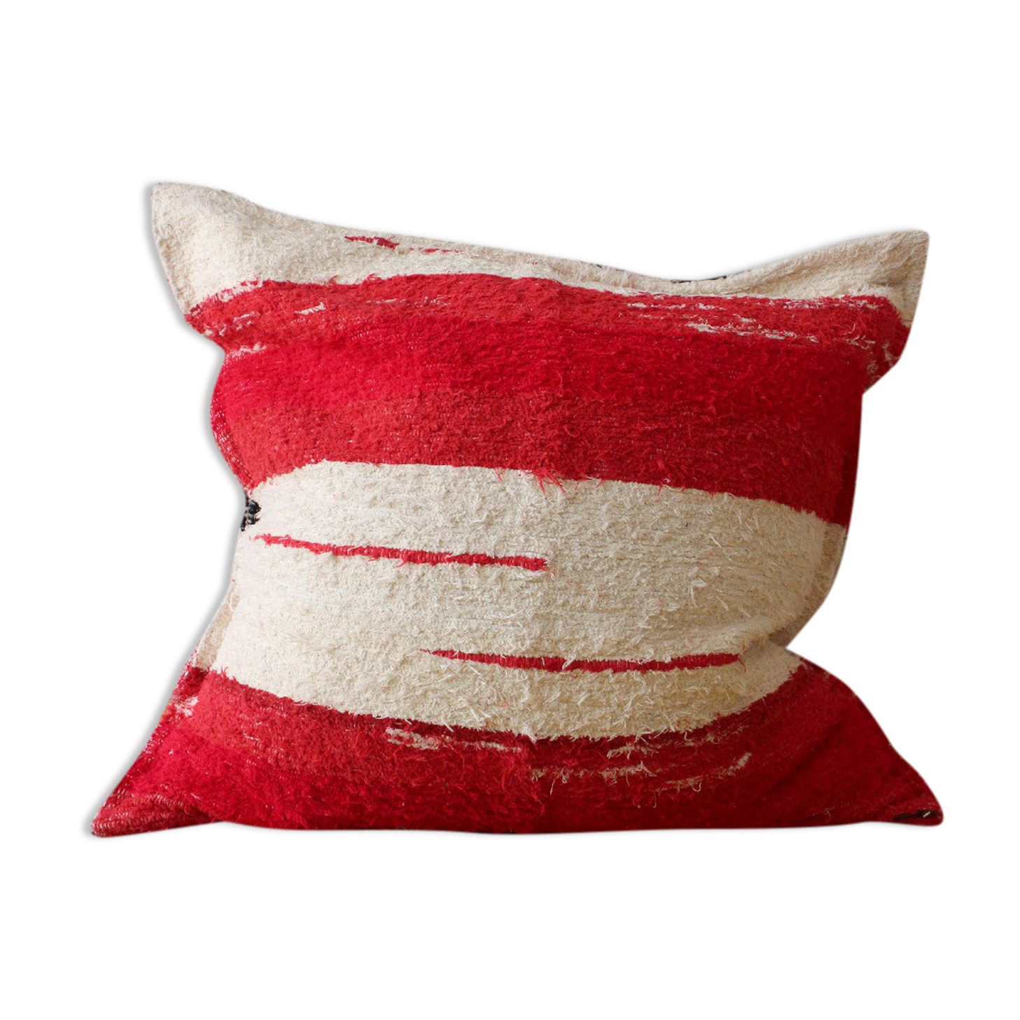 Handmade ottoman cover - Size S - 90 x 90 cm - Red and white
