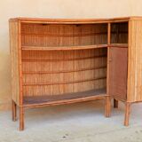 Rattan bar with 3 vintage stools