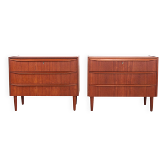 Set of two Danish teak wooden chests of drawers / bedside tables