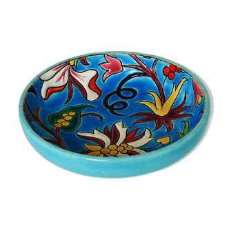 Coupelle ronde bleu turquoise Art déco Emaux de Longwy 1950