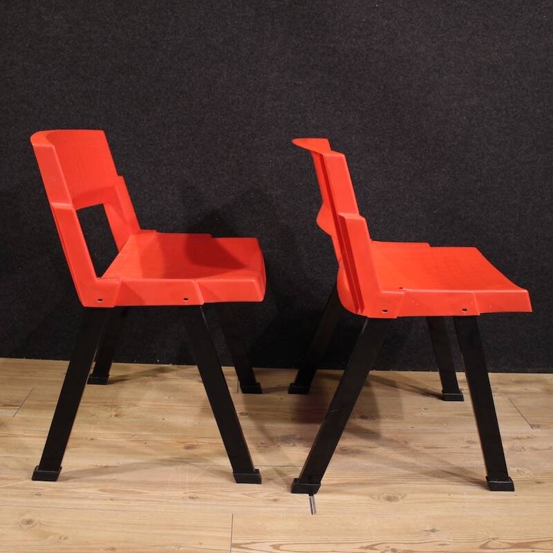 Paire de chaises rouges City par Lucci & Orlandini pour Lamm