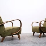 1930 Jindrich Halabala Bentwood Armchair in Forest Green Velvet