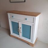 Small old sideboard painted blue and white
