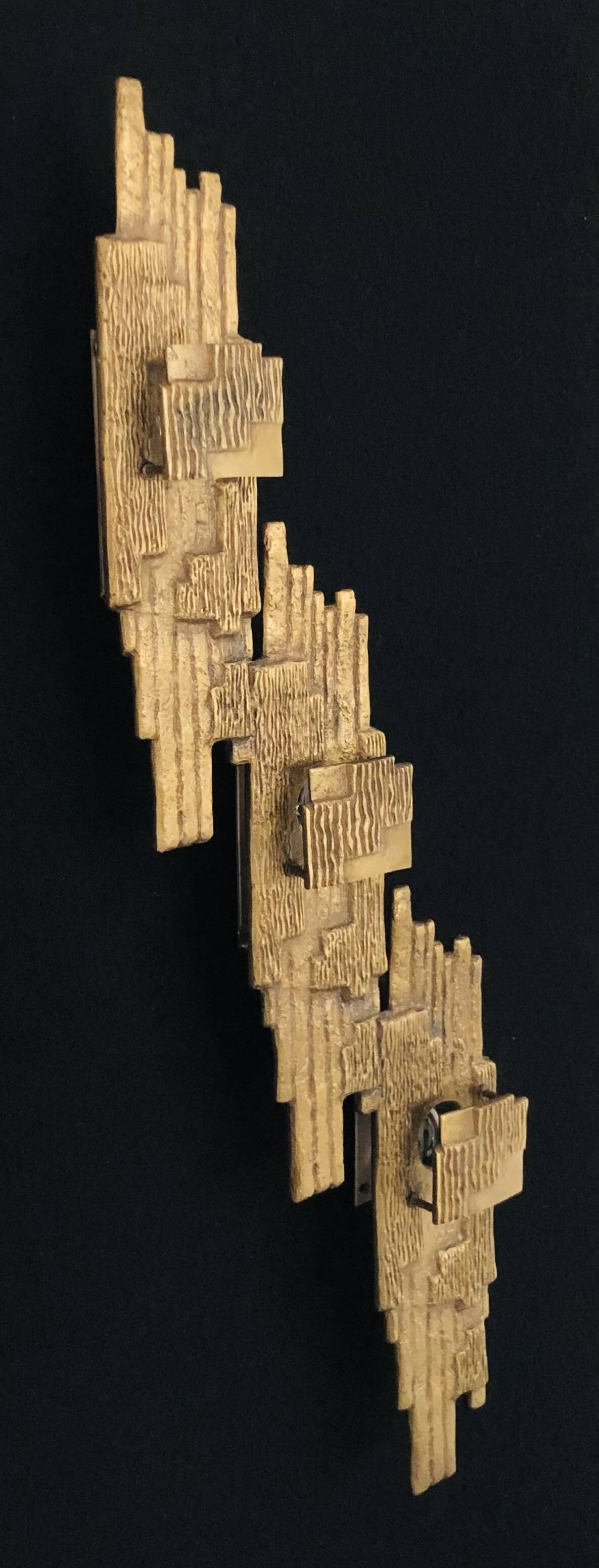 Applique brutaliste en bronze par Maxime Delo, Italie années 70