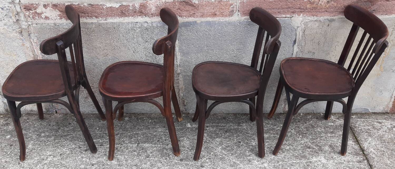 Chaises bistrot Baumann, années 50. (Lot de 4)